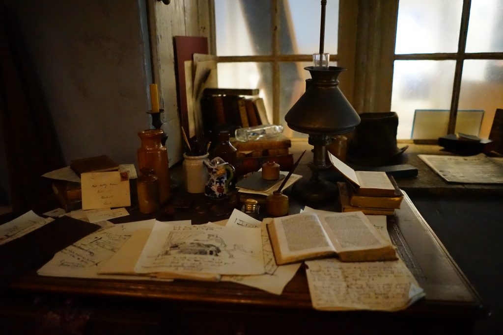 The writing desk of one of the brontes in the parsonage museum in Haworth