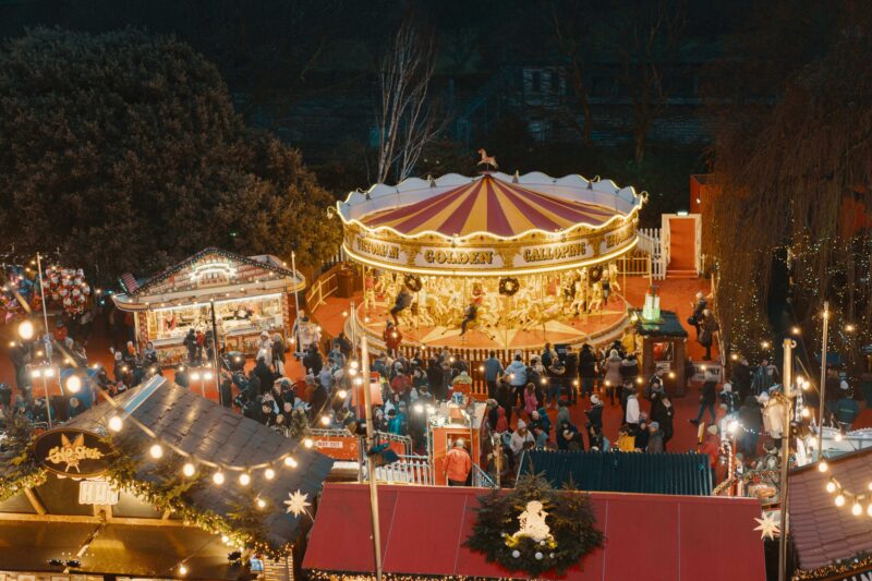 The fairground rides in one of the best christmas markets in the uk