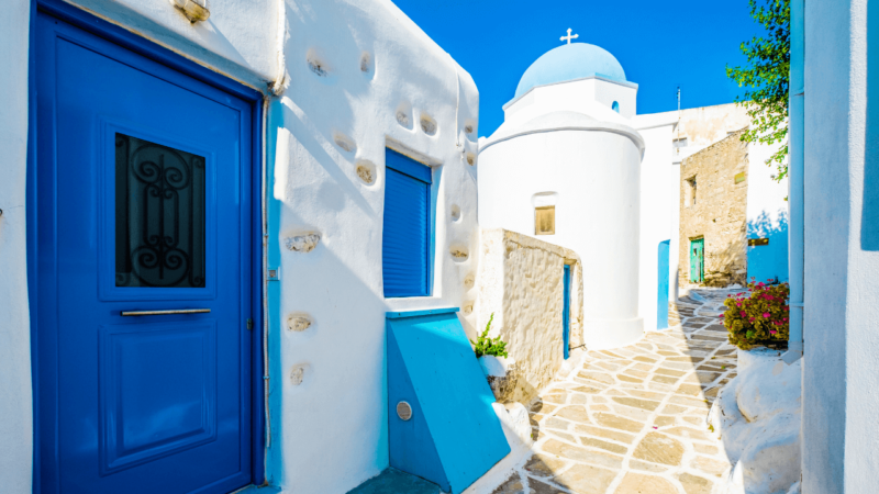 a white church in Greece