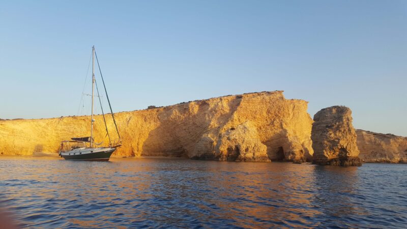 a beautiful golden rock anchorage
