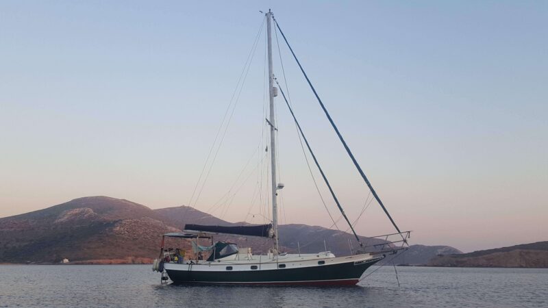 a green sailboat