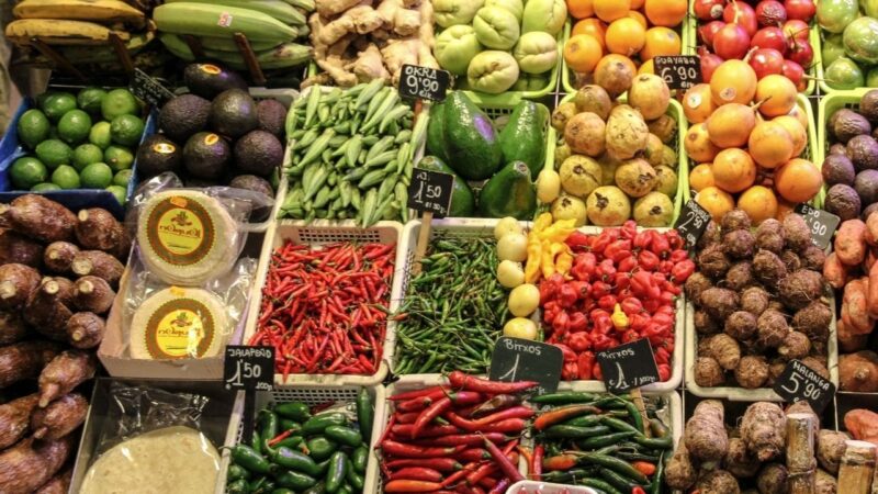 fruit and vegetables at the market