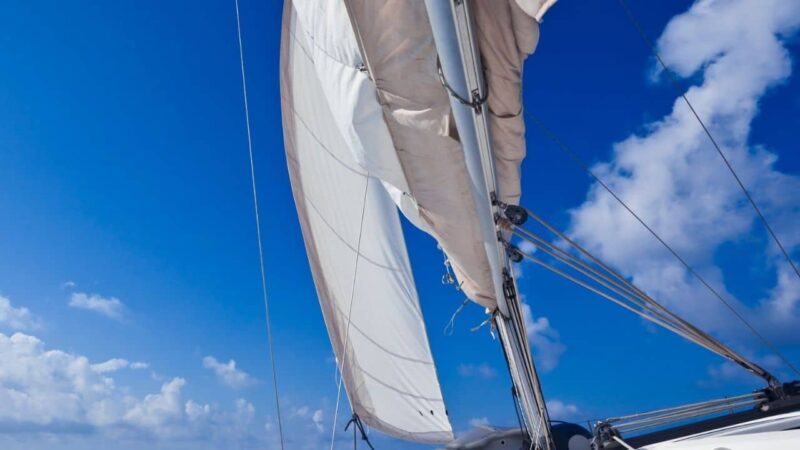 a sailboat heading upwind