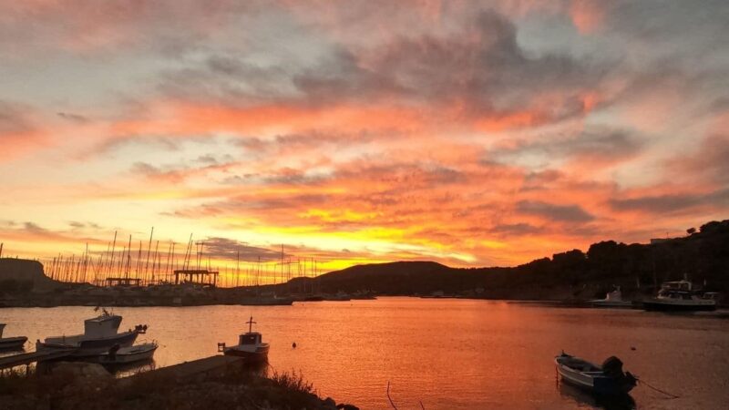 a red sunset at sea