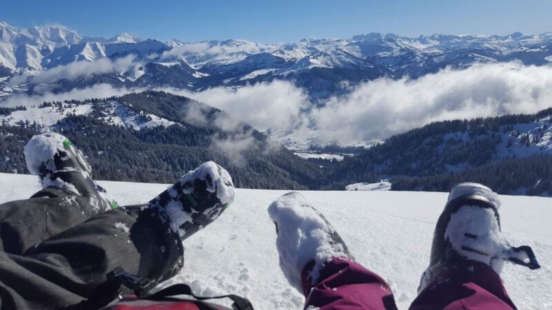 ski boots on a mountain