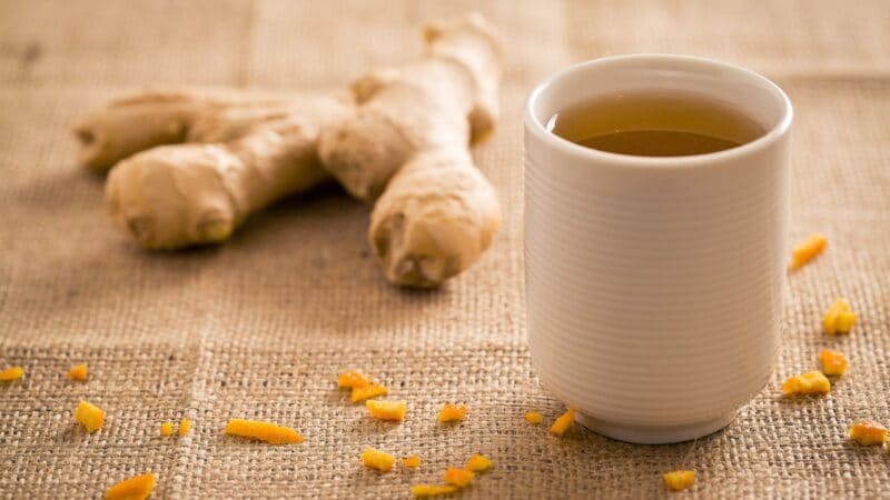 a cup of ginger and lemon tea