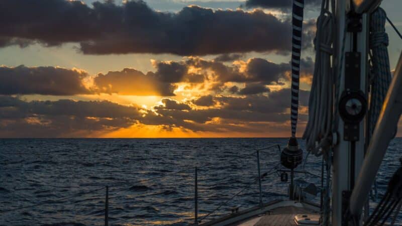 How long does it take to sail across the Atlantic? Sunset at sea