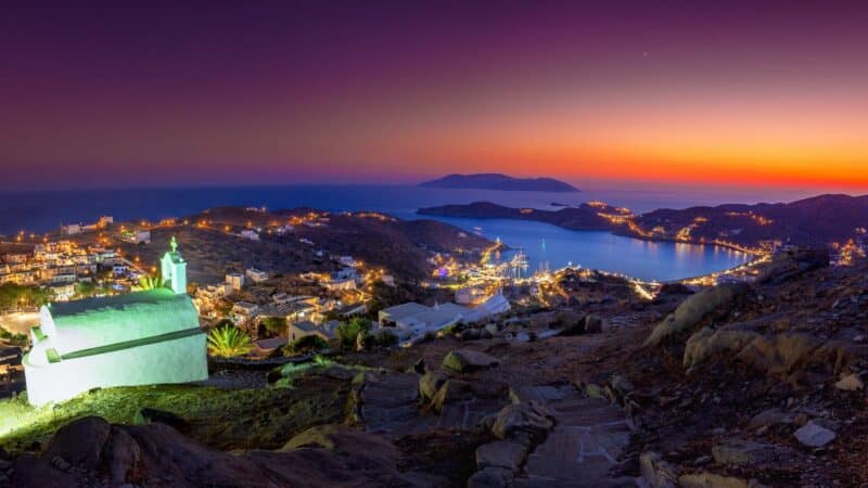 night time views over the town of Ios