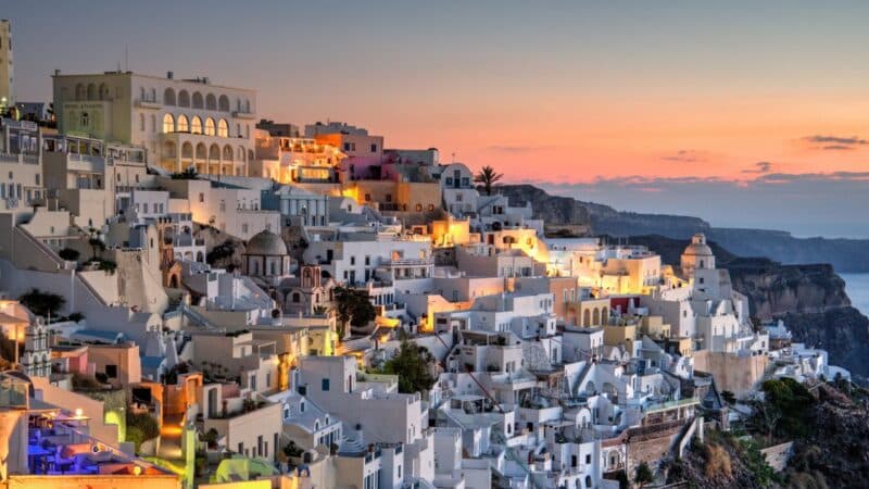 Fira in santorini at night