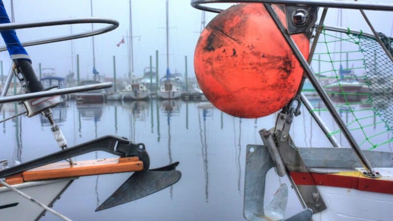 two anchors facing each other