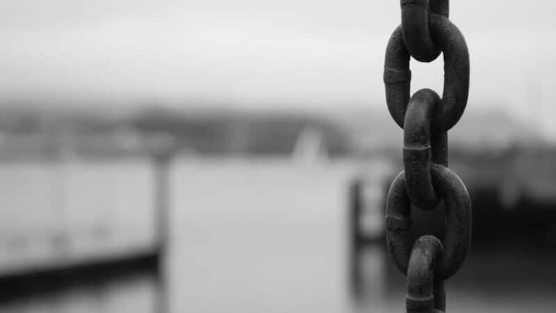 an anchor chain hanging
