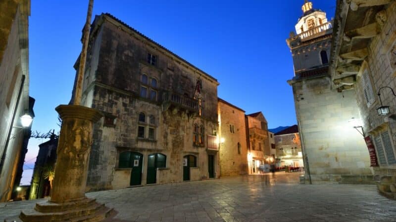 the lit streets of korcula old town