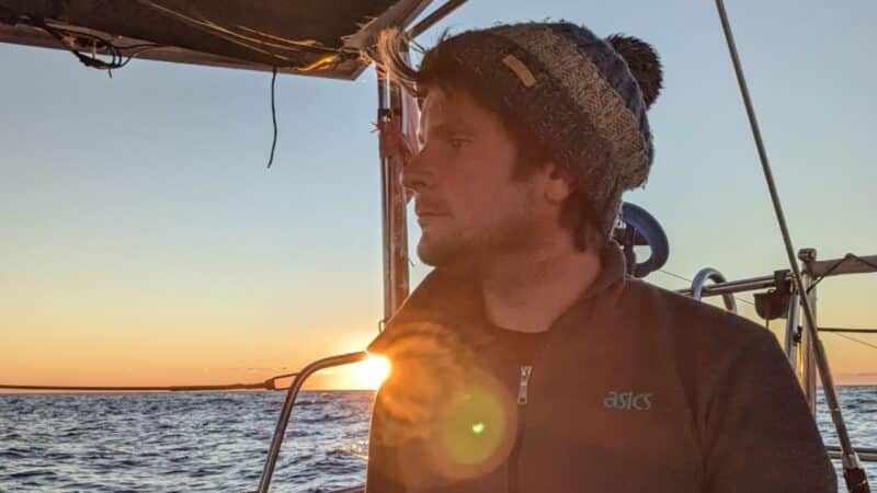sunset at sea on day 1 of the worst passage ever