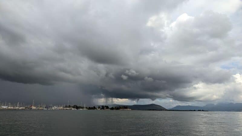 a storm while sailing, making it dangerous