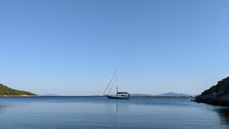 a sailboat at anchor