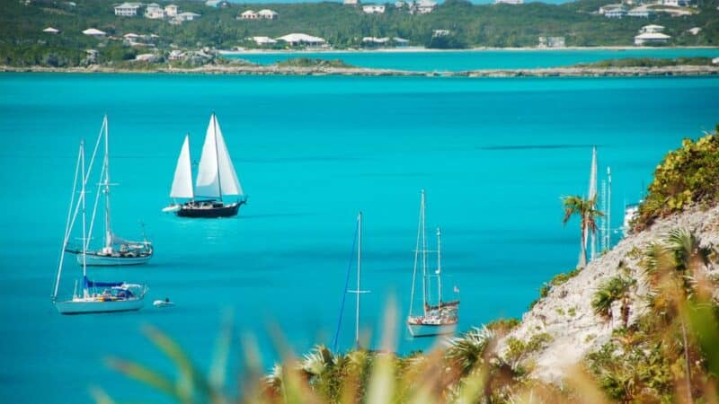sailboats on amazing blue water