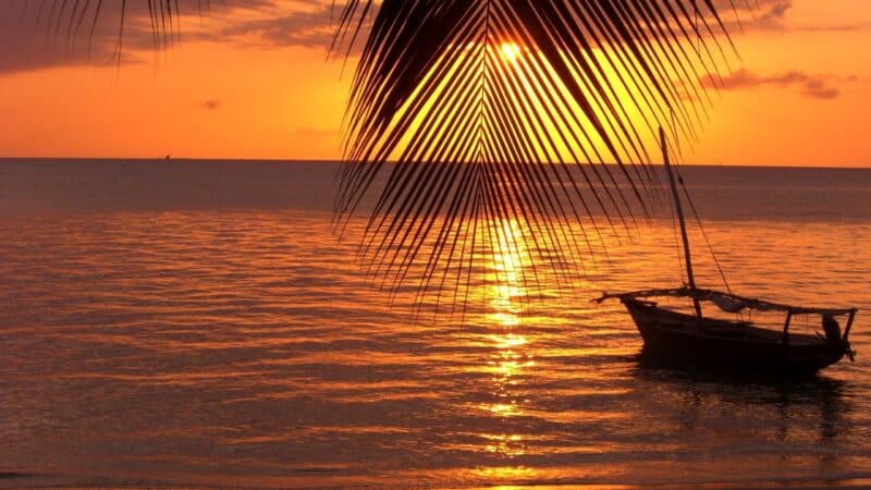 a sunset in zanzibar on a multi-day tour
