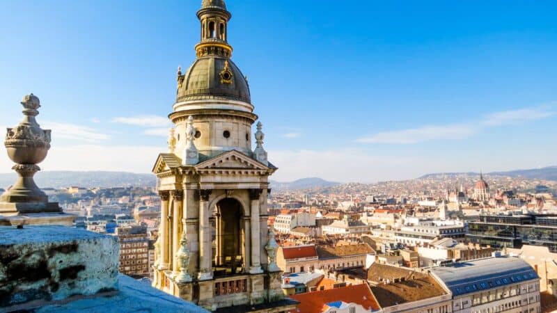 a view of the rooftops in budapest