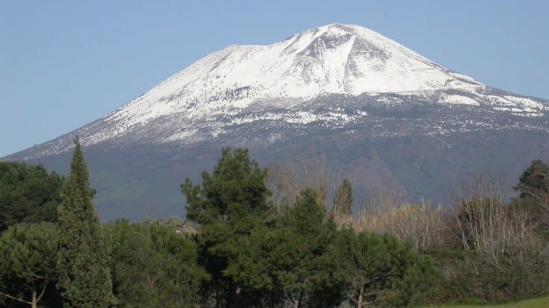 Mount Vesuvius with snow on the top