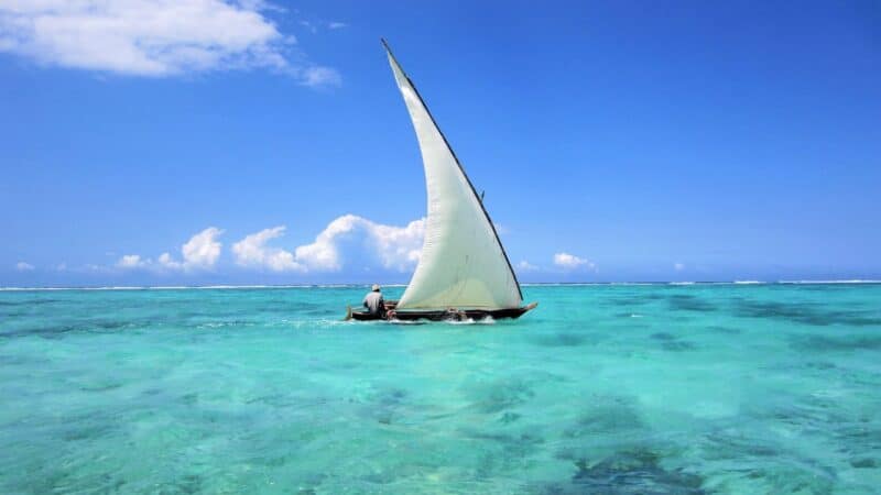 a traditional dhow boat in zanzibar