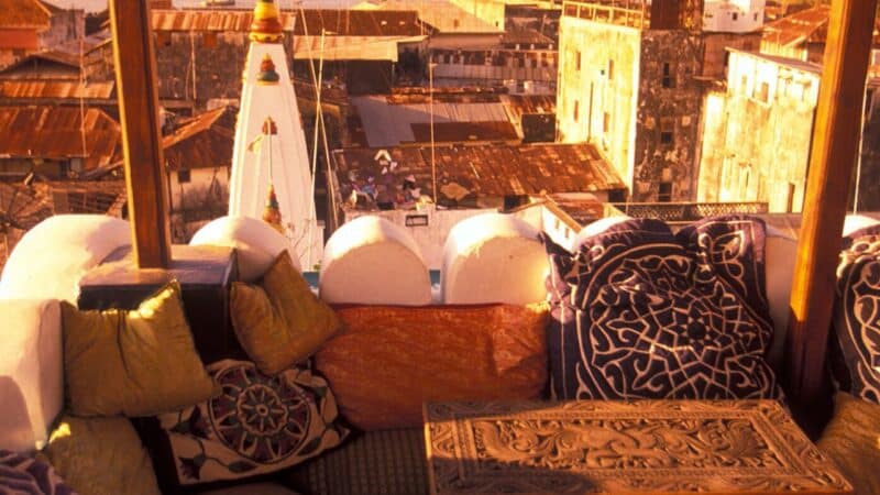 views over the tops of the houses in stone town