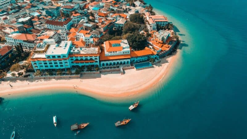 an aerial view of stone town in zanzibar