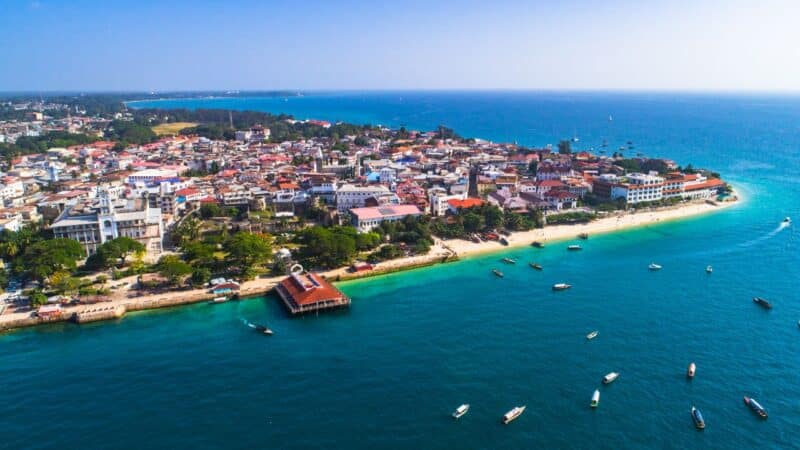 an aerial view of the island of zanzibar