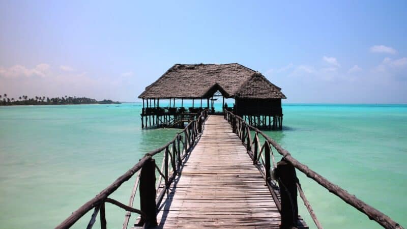a hut out to sea in zanzibar