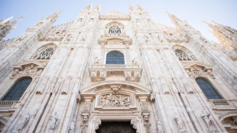 a view of the famous church in milan, italy
