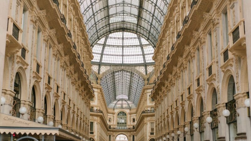 one of the famous shopping arcades in milan