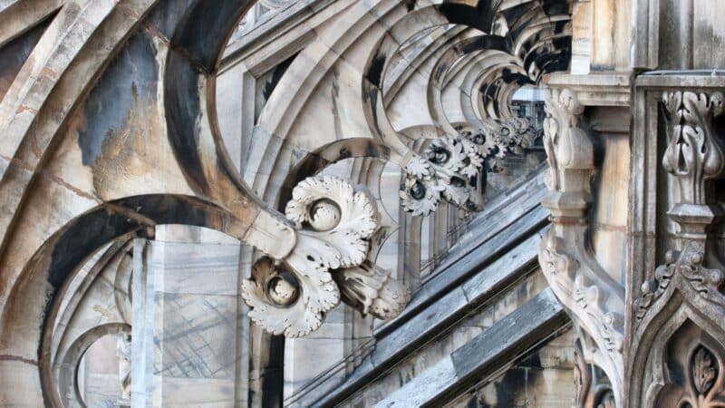 a close up of architecture in milan