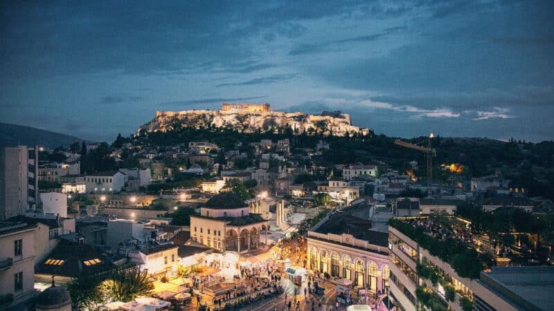 athens at night