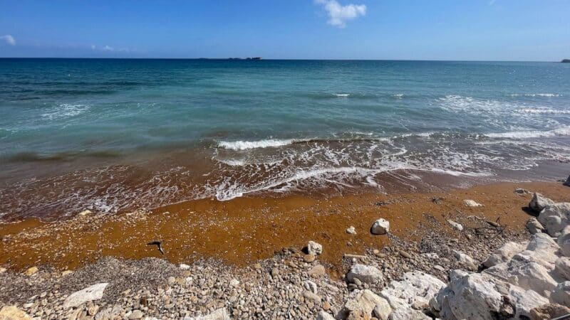 the beautiful red sands of xi beach