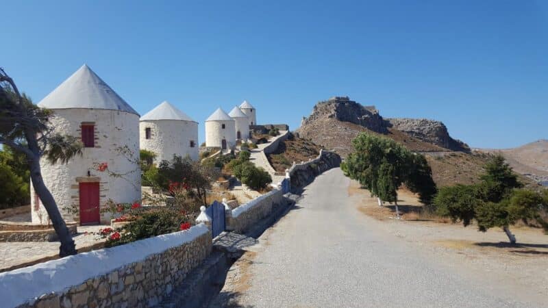 windmills on a hill that have inspired lots of quotes about greece